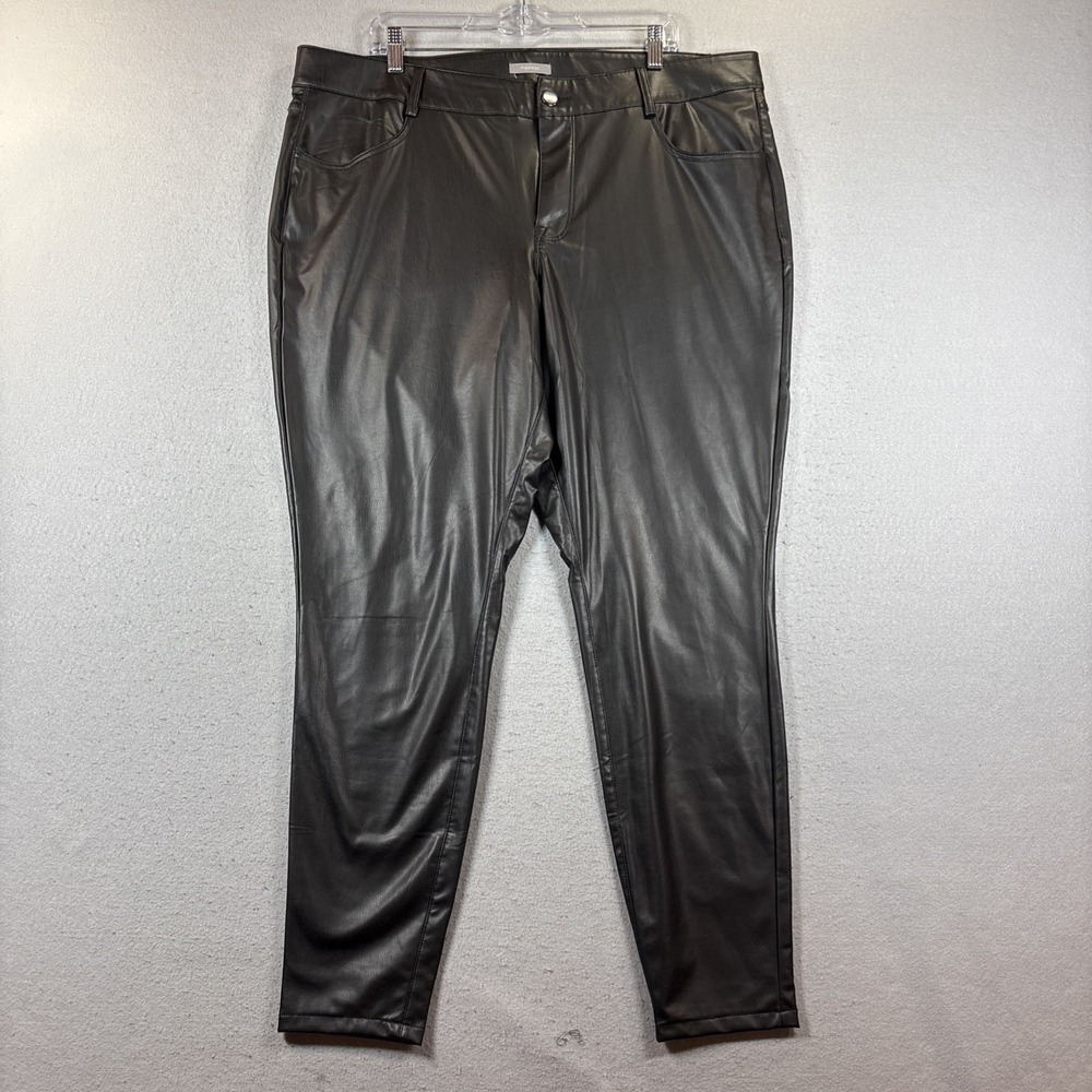 Maurices Women's Faux Leather Black Pants Size 20W Stretchy Pockets